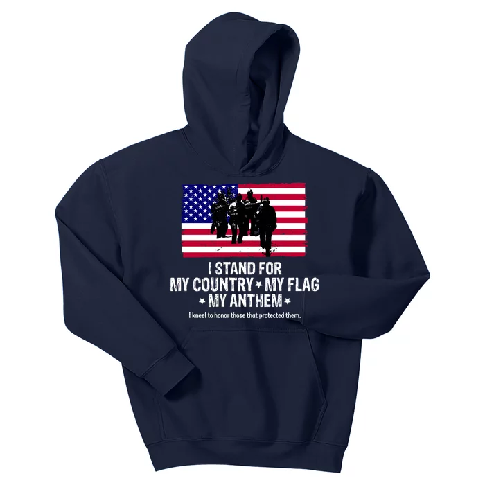 I Stand For My Country Flag My Anthem Kids Hoodie