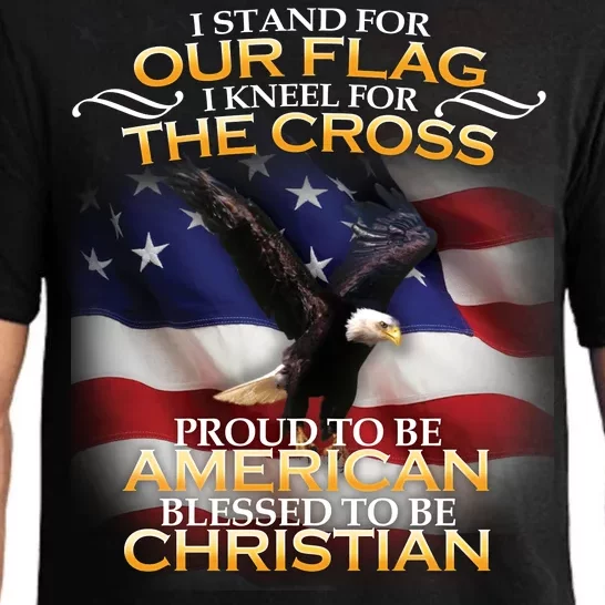 I Stand For Our Flag Kneel For The Cross Proud American Christian Pajama Set