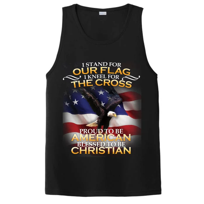 I Stand For Our Flag Kneel For The Cross Proud American Christian Performance Tank