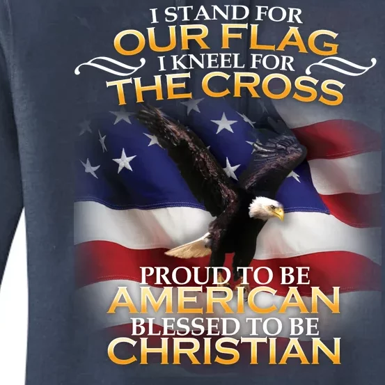 I Stand For Our Flag Kneel For The Cross Proud American Christian Women's Pullover Hoodie