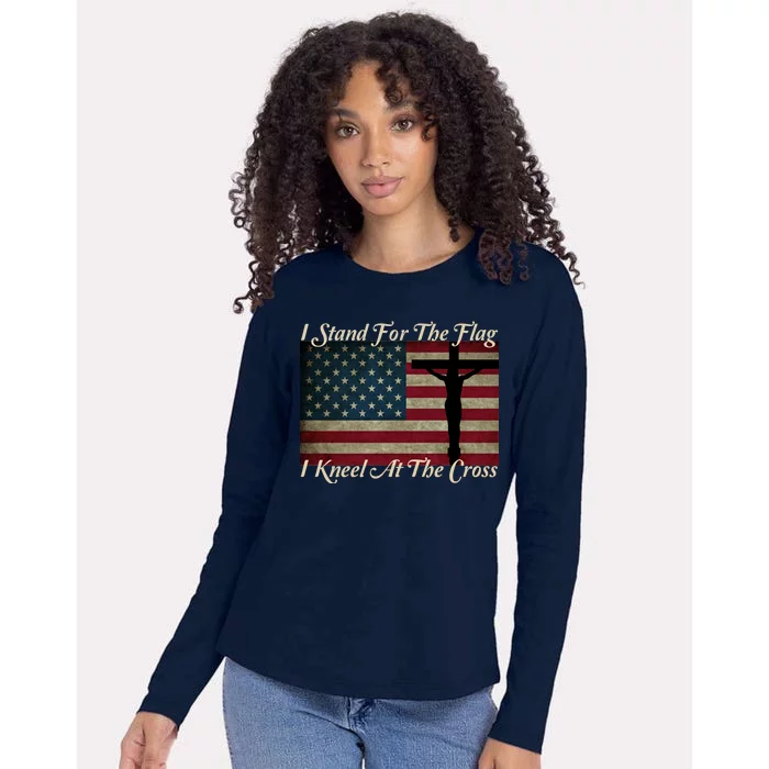 I Stand For The Flag And Kneel For The Cross Womens Cotton Relaxed Long Sleeve T-Shirt