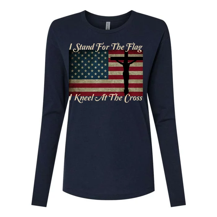 I Stand For The Flag And Kneel For The Cross Womens Cotton Relaxed Long Sleeve T-Shirt