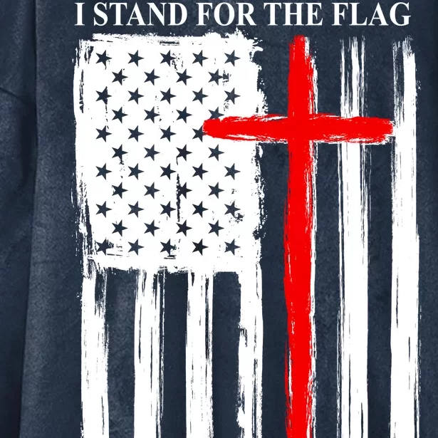 I Stand For the Flag And Kneel For The Cross Flag Hooded Wearable Blanket