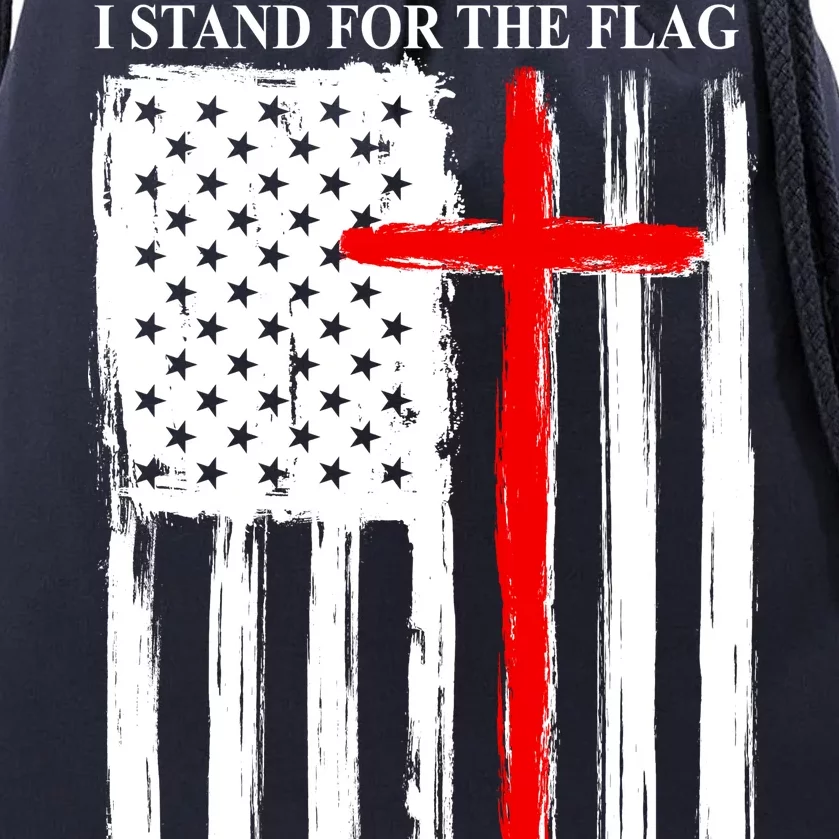 I Stand For the Flag And Kneel For The Cross Flag Drawstring Bag