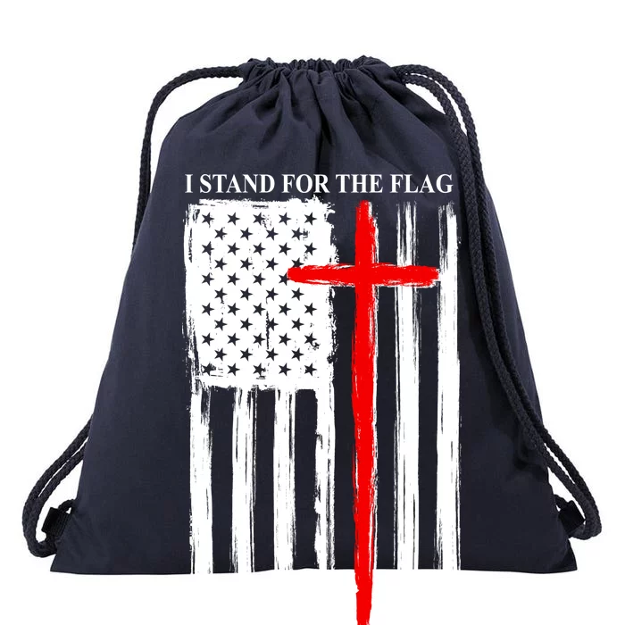 I Stand For the Flag And Kneel For The Cross Flag Drawstring Bag