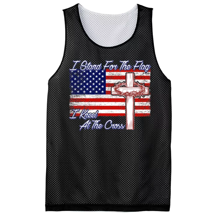 I Stand For The Flag I Kneel For The Cross Crown Of Thorns Mesh Reversible Basketball Jersey Tank