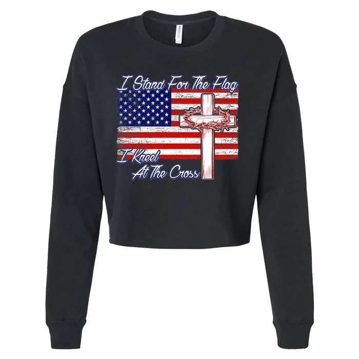 I Stand For The Flag I Kneel For The Cross Crown Of Thorns Cropped Pullover Crew