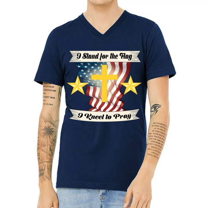 I Stand For The Flag I kneel To Pray America V-Neck T-Shirt