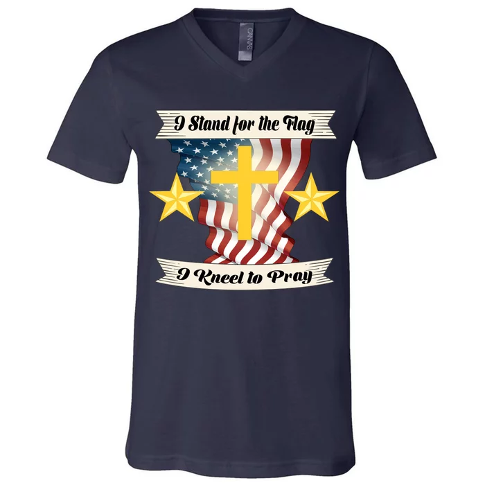 I Stand For The Flag I kneel To Pray America V-Neck T-Shirt