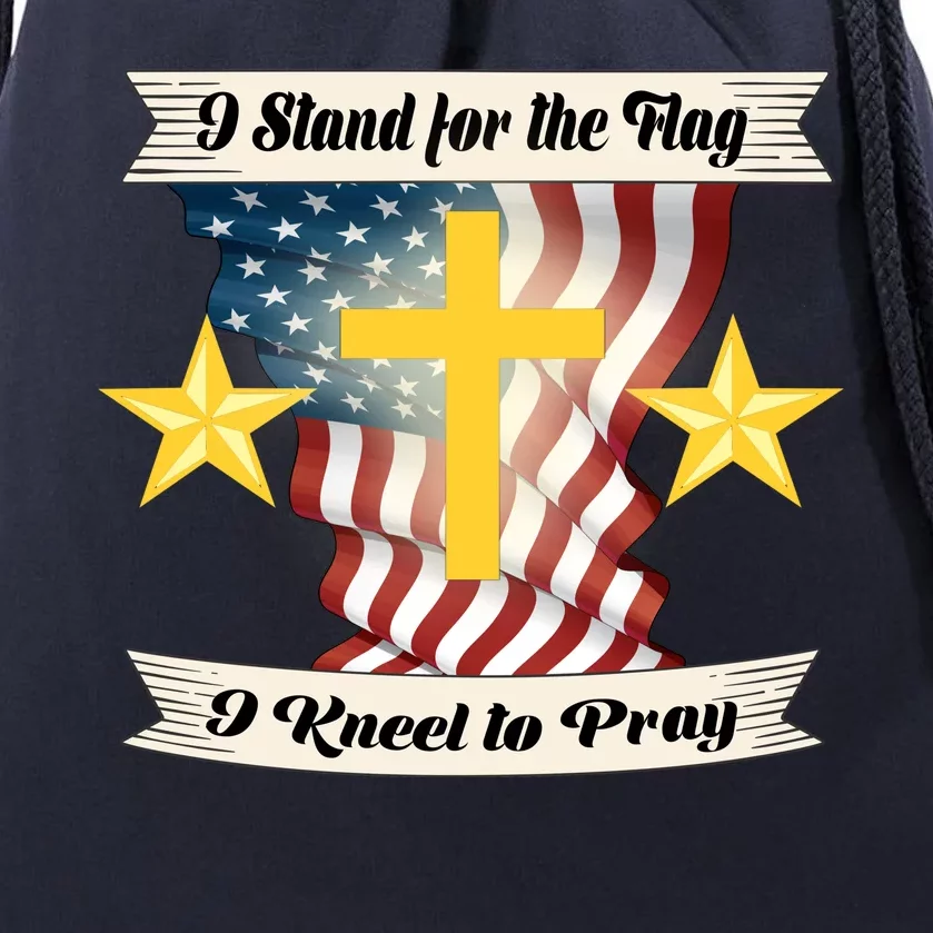 I Stand For The Flag I kneel To Pray America Drawstring Bag