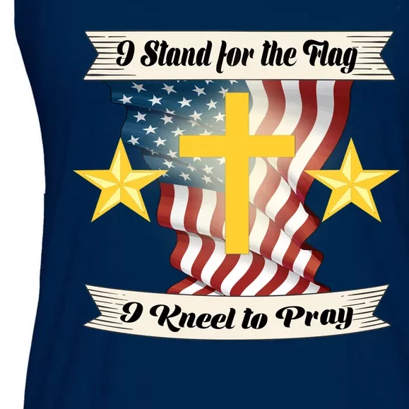 I Stand For The Flag I kneel To Pray America Ladies Essential Flowy Tank