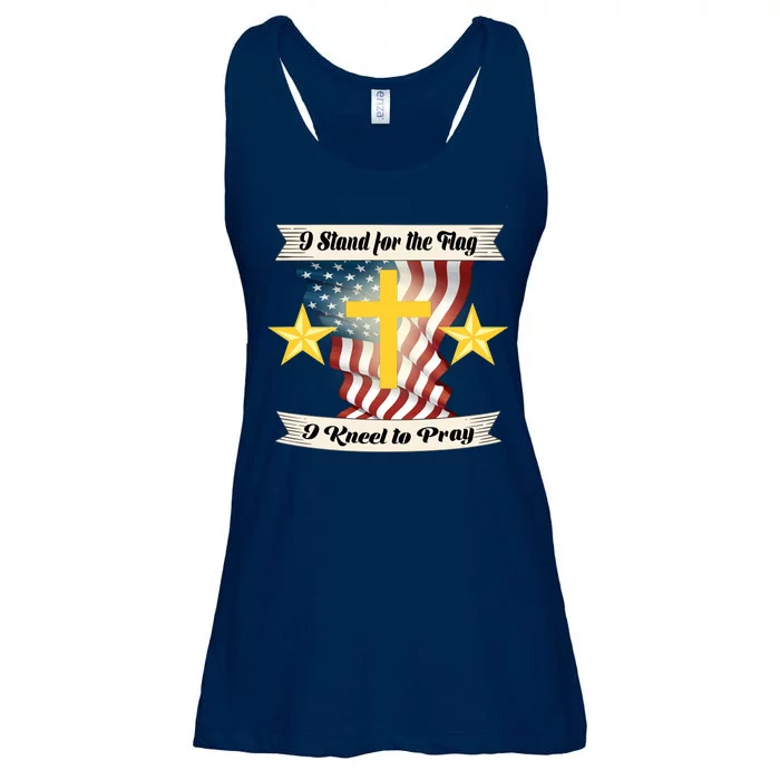 I Stand For The Flag I kneel To Pray America Ladies Essential Flowy Tank