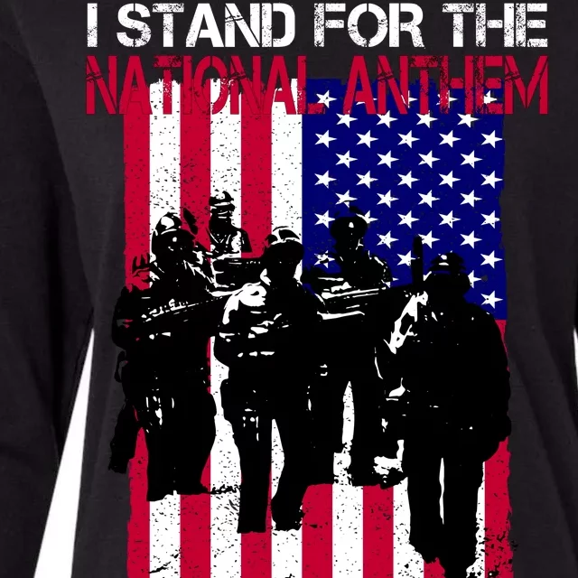 I Stand For The National Anthem Defending This Country Womens Cotton Relaxed Long Sleeve T-Shirt