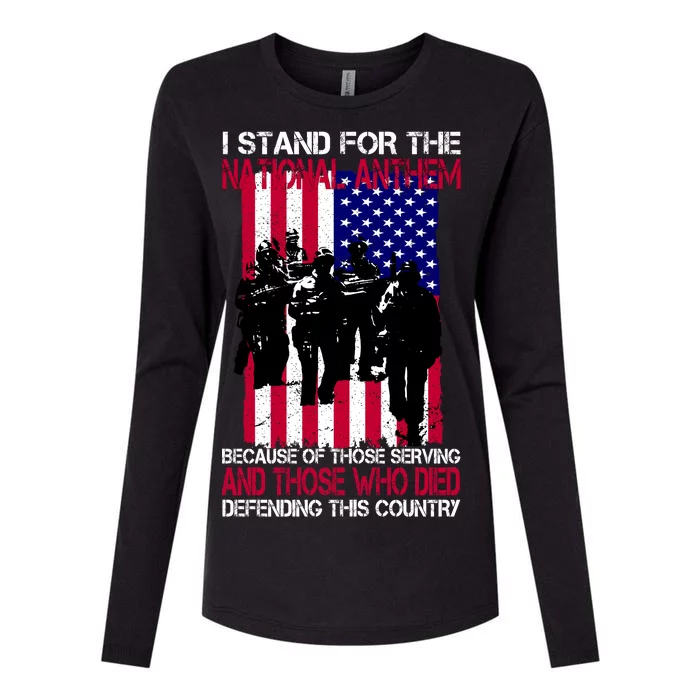 I Stand For The National Anthem Defending This Country Womens Cotton Relaxed Long Sleeve T-Shirt