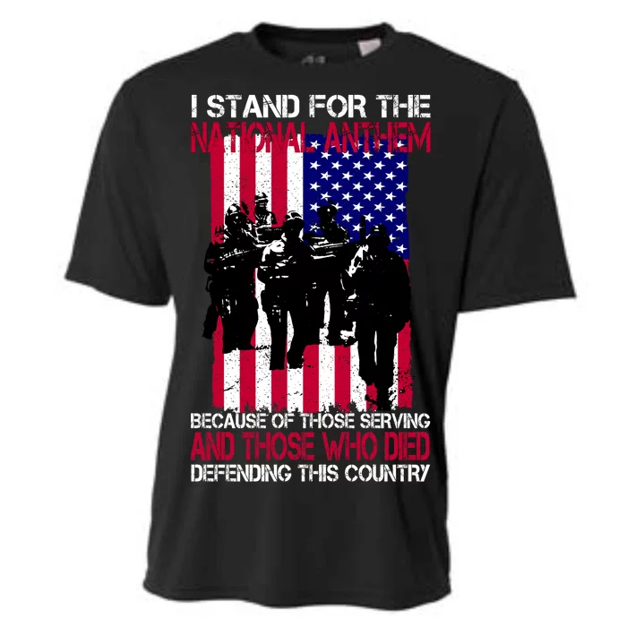 I Stand For The National Anthem Defending This Country Cooling Performance Crew T-Shirt