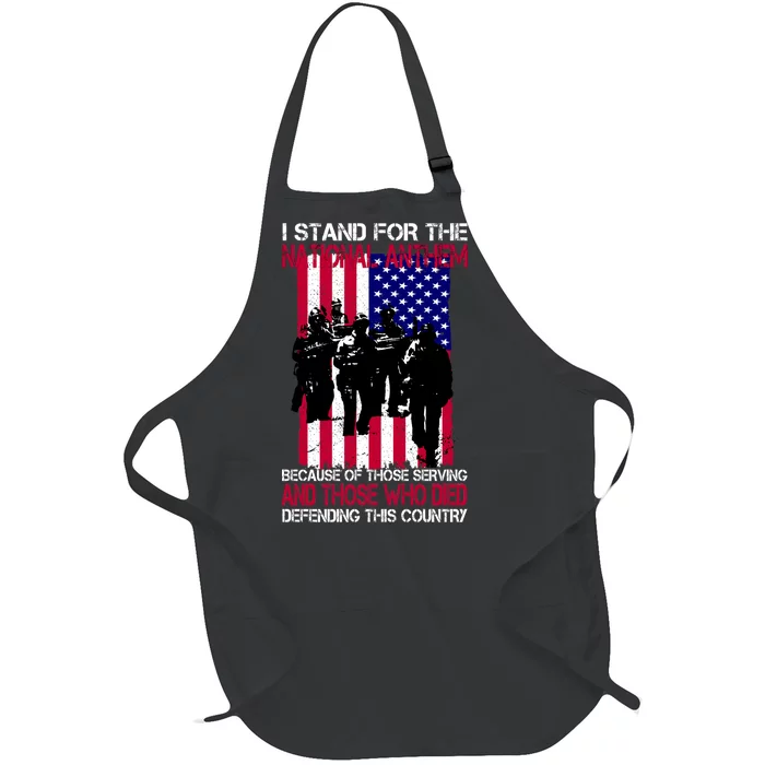 I Stand For The National Anthem Defending This Country Full-Length Apron With Pocket