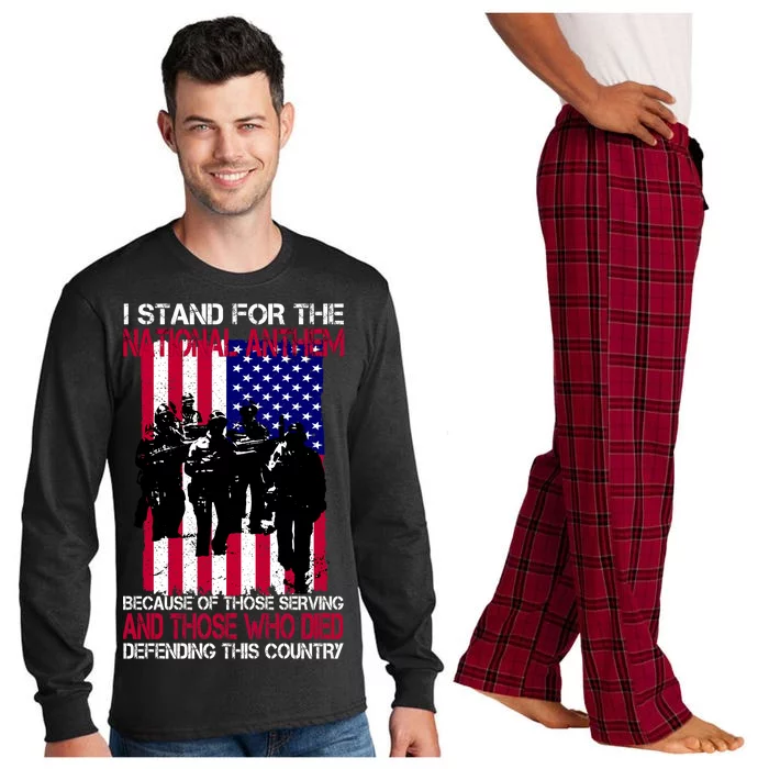 I Stand For The National Anthem Defending This Country Long Sleeve Pajama Set