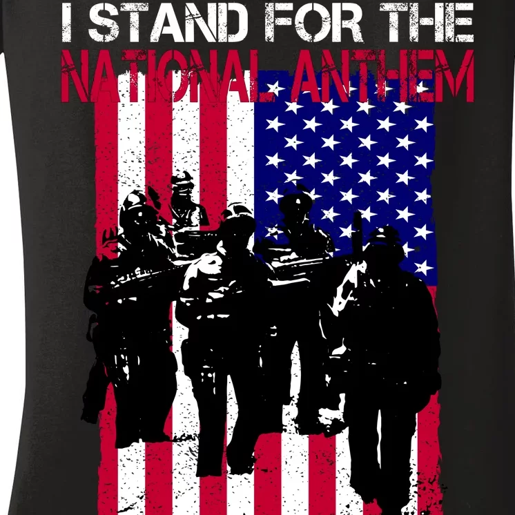 I Stand For The National Anthem Defending This Country Women's V-Neck T-Shirt