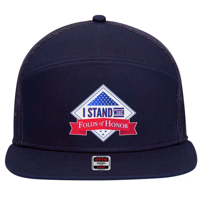 I Stand With Folds Of Honor 7 Panel Mesh Trucker Snapback Hat