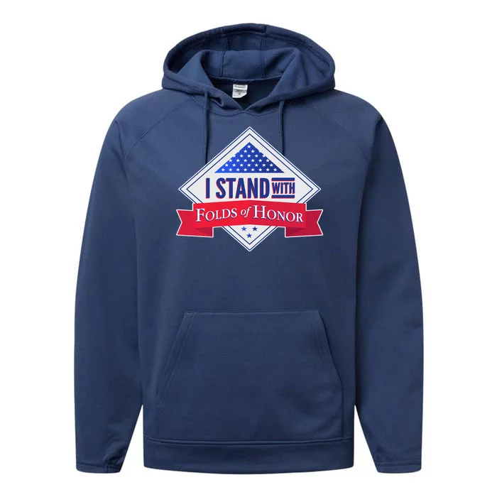 I Stand With Folds Of Honor Performance Fleece Hoodie