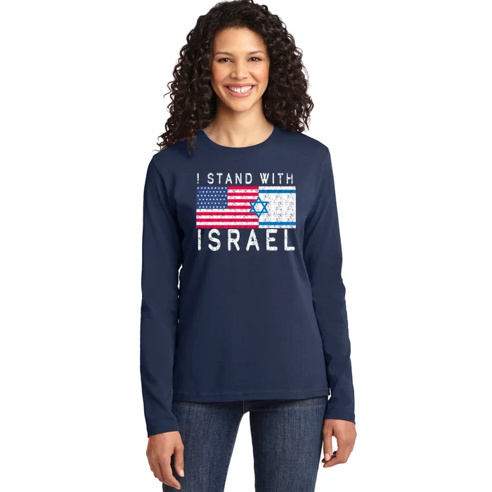 I stand With Israel Fag Vintage Ladies Long Sleeve Shirt