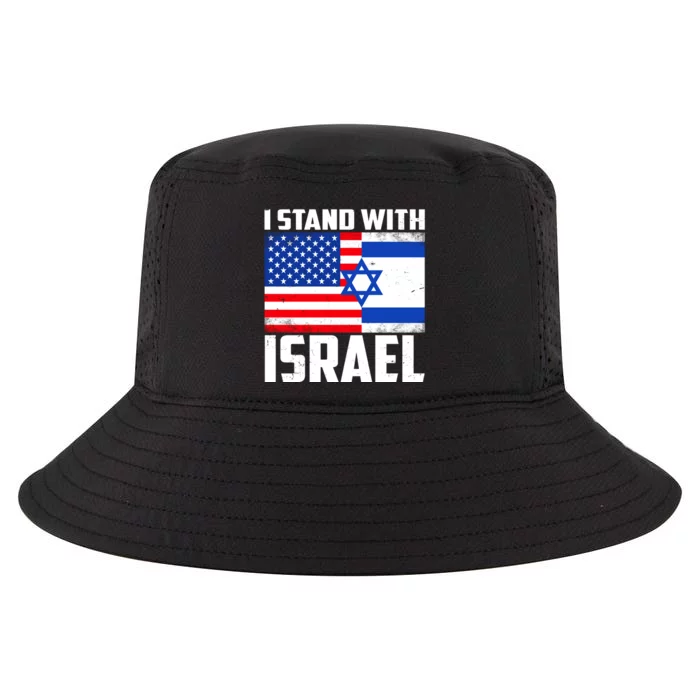 I Stand With Israel US Flags United Distressed Cool Comfort Performance Bucket Hat