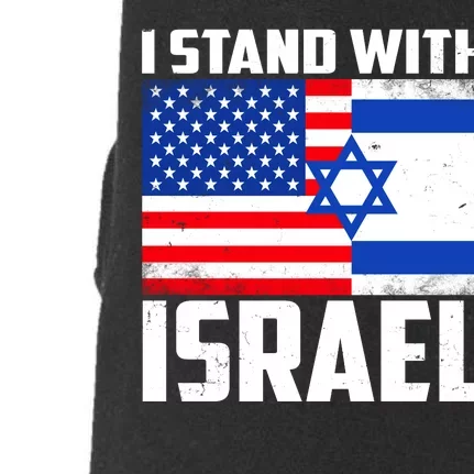 I Stand With Israel US Flags United Distressed Doggie 3-End Fleece Hoodie