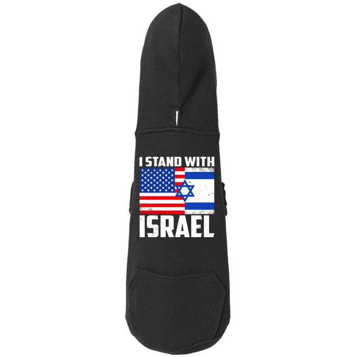 I Stand With Israel US Flags United Distressed Doggie 3-End Fleece Hoodie