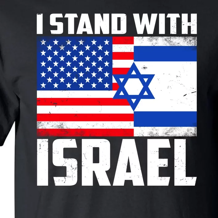 I Stand With Israel US Flags United Distressed Tall T-Shirt