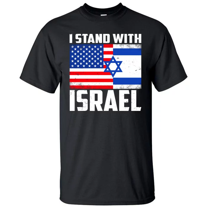 I Stand With Israel US Flags United Distressed Tall T-Shirt