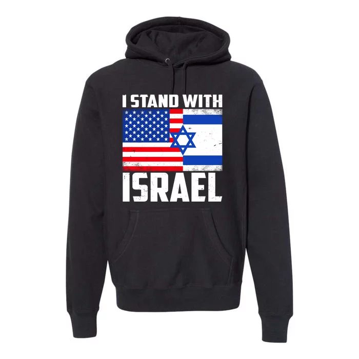 I Stand With Israel US Flags United Distressed Premium Hoodie