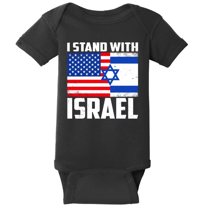 I Stand With Israel US Flags United Distressed Baby Bodysuit