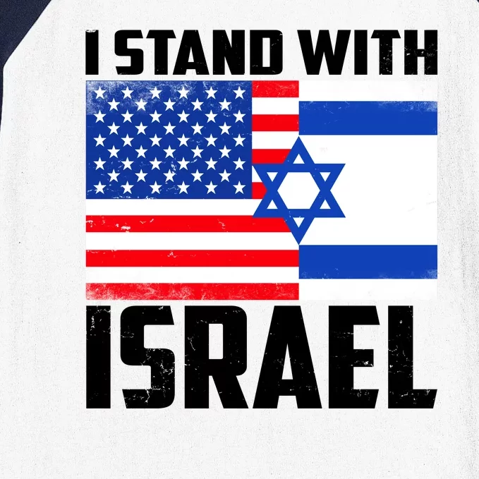 I Stand With Israel US Flags United Distressed Baseball Sleeve Shirt