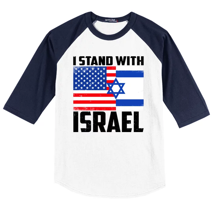 I Stand With Israel US Flags United Distressed Baseball Sleeve Shirt