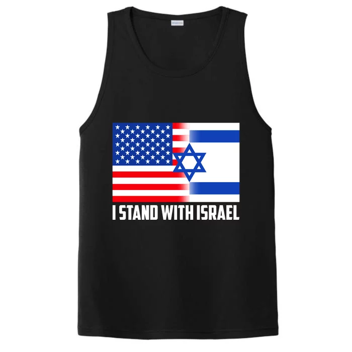 I Stand With Israel USA Flags United Together Performance Tank