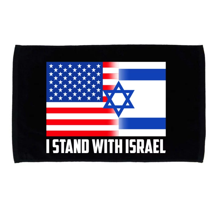 I Stand With Israel USA Flags United Together Microfiber Hand Towel