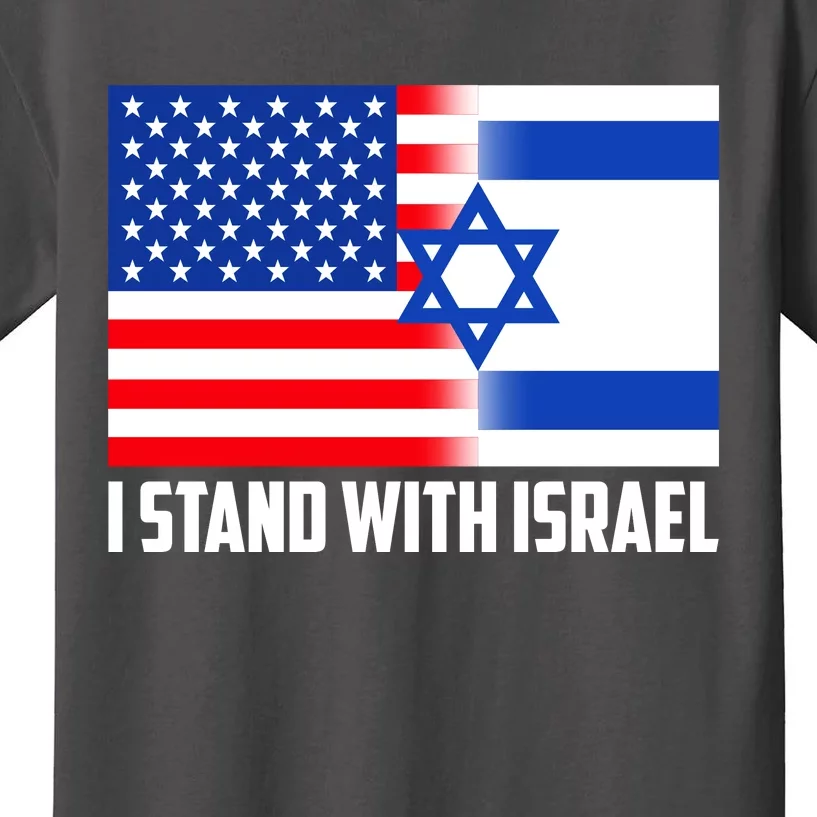 I Stand With Israel USA Flags United Together Kids T-Shirt