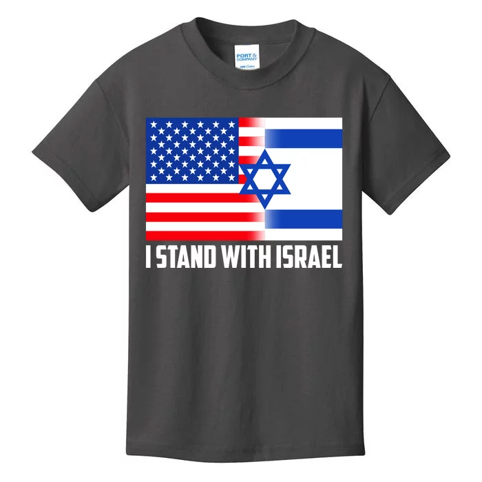 I Stand With Israel USA Flags United Together Kids T-Shirt