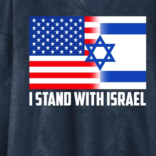 I Stand With Israel USA Flags United Together Hooded Wearable Blanket