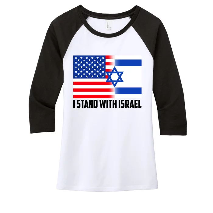 I Stand With Israel USA Flags United Together Women's Tri-Blend 3/4-Sleeve Raglan Shirt