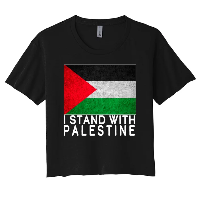 I Stand With Palestine Supporters Free Gaza Jerusalem Mosque Women's Crop Top Tee