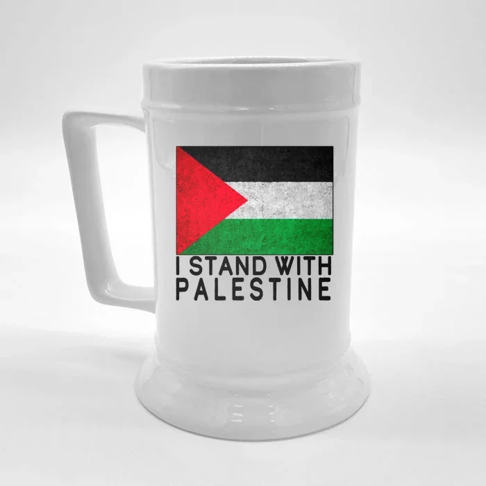 I Stand With Palestine Supporters Free Gaza Jerusalem Mosque Front & Back Beer Stein