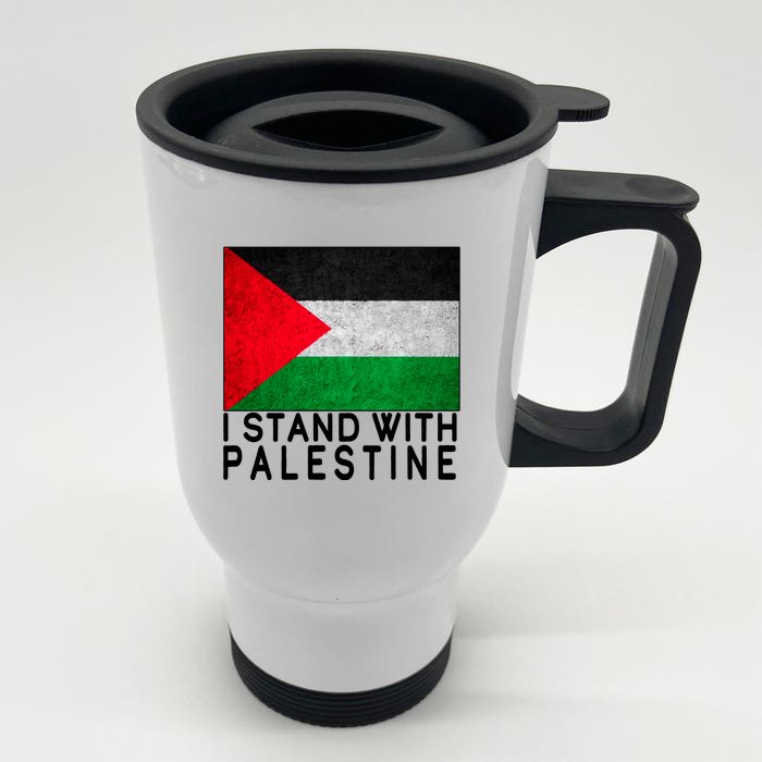 I Stand With Palestine Supporters Free Gaza Jerusalem Mosque Front & Back Stainless Steel Travel Mug