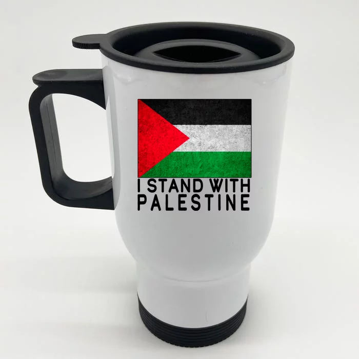 I Stand With Palestine Supporters Free Gaza Jerusalem Mosque Front & Back Stainless Steel Travel Mug