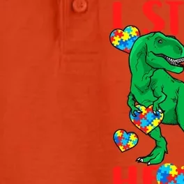 I Steal Hearts Autism Awareness Dinosaur Dry Zone Grid Performance Polo