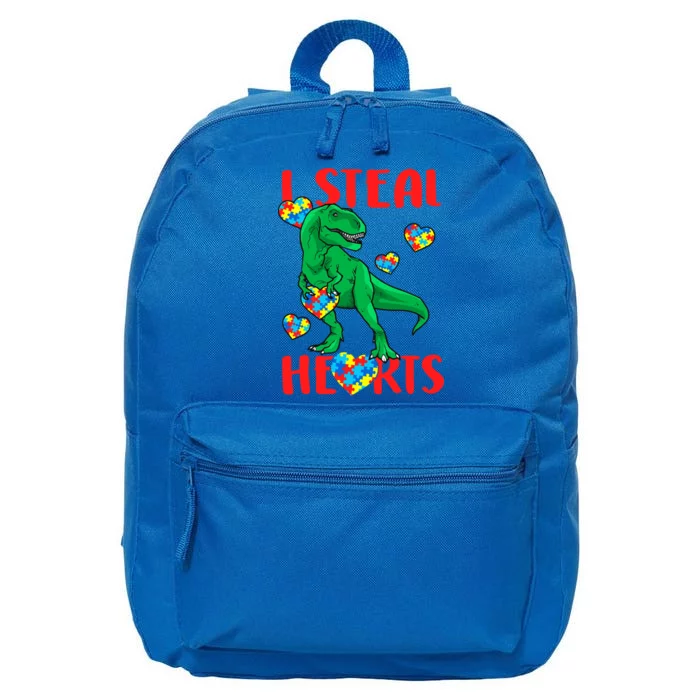 I Steal Hearts Autism Awareness Dinosaur 16 in Basic Backpack