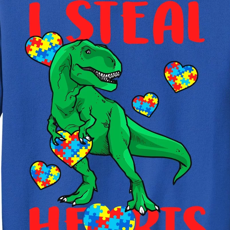 I Steal Hearts Autism Awareness Dinosaur Tall Sweatshirt