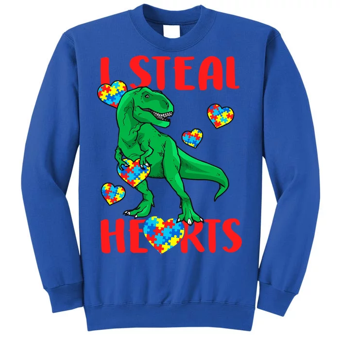 I Steal Hearts Autism Awareness Dinosaur Tall Sweatshirt