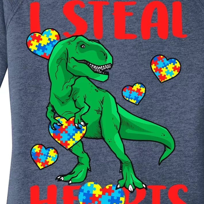 I Steal Hearts Autism Awareness Dinosaur Women's Perfect Tri Tunic Long Sleeve Shirt