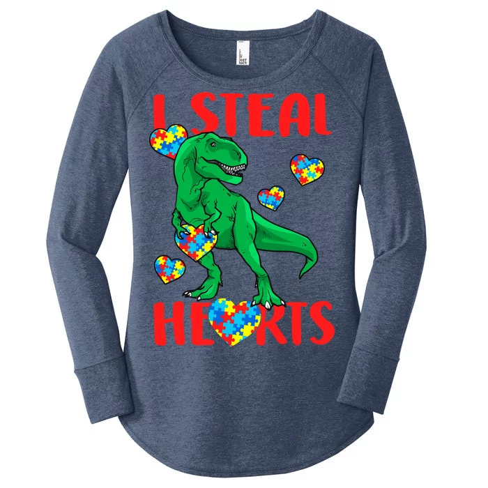 I Steal Hearts Autism Awareness Dinosaur Women's Perfect Tri Tunic Long Sleeve Shirt